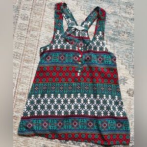 Pink rose Multicolor Patterned Women's racerback tank  top size medium